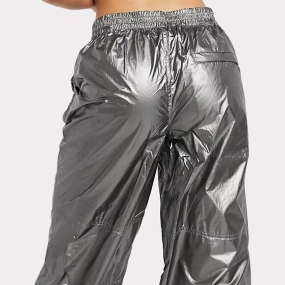 NWT Free People pewter metallic shine activewear track pants, S - Picture 8 of 14